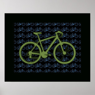 Póster bicicleta en patrón genial