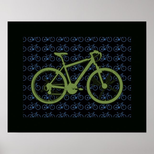 Póster bicicleta en patrón genial (Frente)