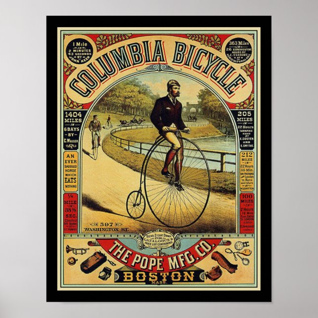 Póster Bicicleta Farthing de Columbia de 1880 (Frente)