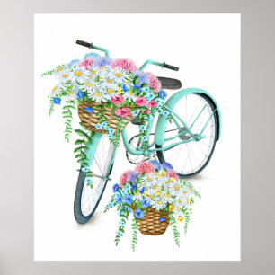 Póster Bicicleta floral