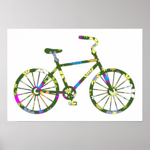 Póster Bicicleta floral del inconformista retro del