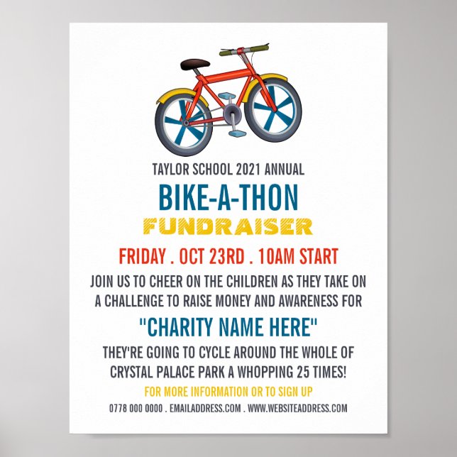 Póster Bicicleta infantil, evento de caridad infantil (Frente)