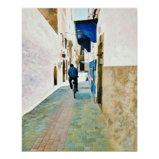 Póster Bicicleta masculina a través de callejón mediterrá