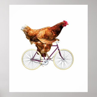 Póster Bicicleta Quirky para montar en pollo