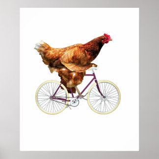 Póster Bicicleta Quirky para montar en pollo