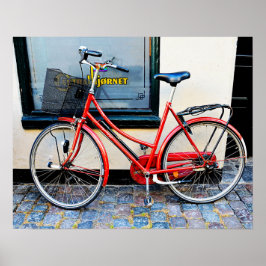 Póster Bicicleta Roja, Copenhague, Dinamarca