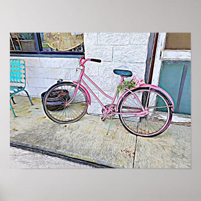 Póster Bicicleta rosa — poster de pared (Frente)
