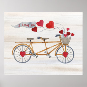 Póster Bicicleta rústica de la tarjeta del día de San