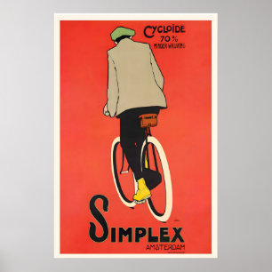 Póster Bicicleta Simplex Cycloide Retro Amsterdam Holanda