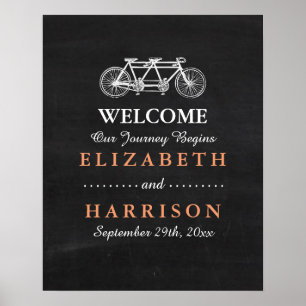 Póster Bicicleta Tandem En El Boda Chalkboard