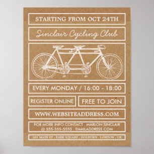 Póster Bicicleta tándem, publicidad del club de ciclismo
