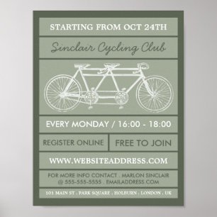 Póster Bicicleta tándem, publicidad en los clubes de cicl