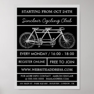 Póster Bicicleta tándem, publicidad en los clubes de cicl