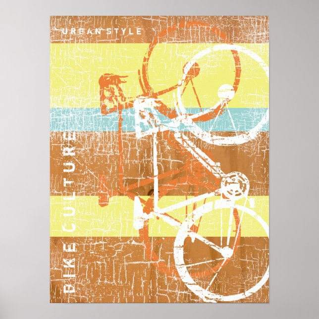 Póster bicicleta urbana / bicicleta a rayas y poster depo (Frente)