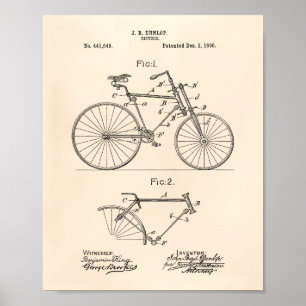 Póster Bicicleta Vintage 1890 Patent Art - Viejo Peper