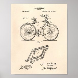Póster Bicicleta Vintage 1891 Patent Art Old Peper