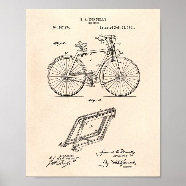 Póster Bicicleta Vintage 1891 Patent Art Old Peper (Frente)