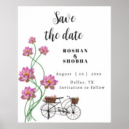 Póster Bicicleta Vintage con flores