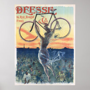 Póster Bicicleta Vintage Deesse Cycles Chica Poster de ar