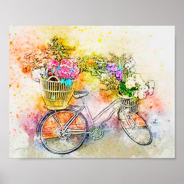 Póster Bicicleta y flores (Frente)