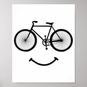 Póster Bicicleta y sonrisa camiseta ciclismo Tee Shirt Bl