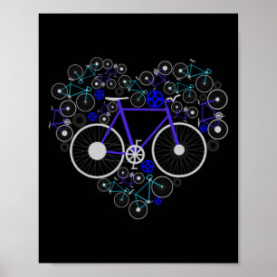 Póster Bicicletas Corazón Bonito Mtb Carretera Carrera Ci