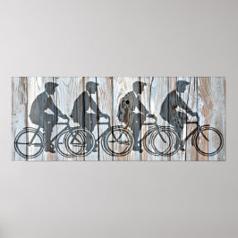 Póster Bicicletas de época Rustic Wooboard Wall Art