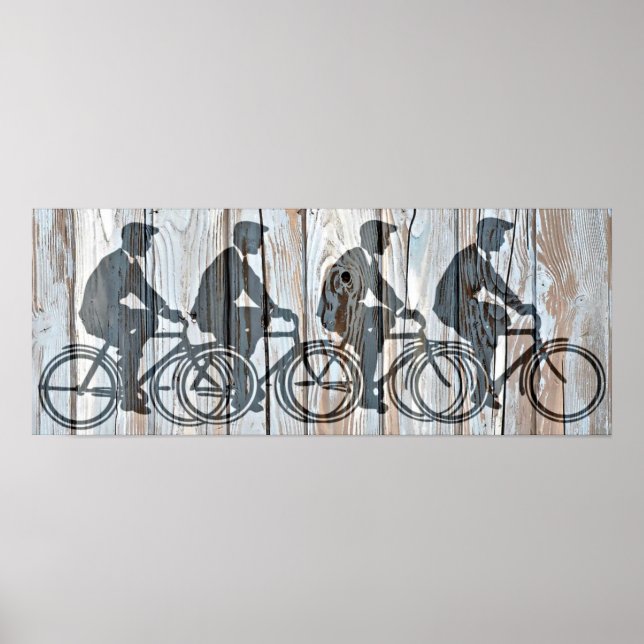 Póster Bicicletas de época Rustic Wooboard Wall Art (Frente)