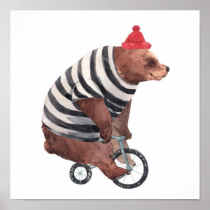 Póster Bicycle Fun Bear