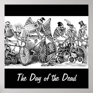 Póster Bicyclists de Calavera circa último 1800's México