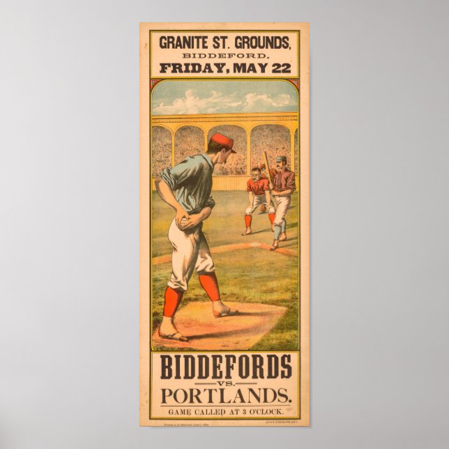 Póster Biddeford vs Portland 1885 (Frente)