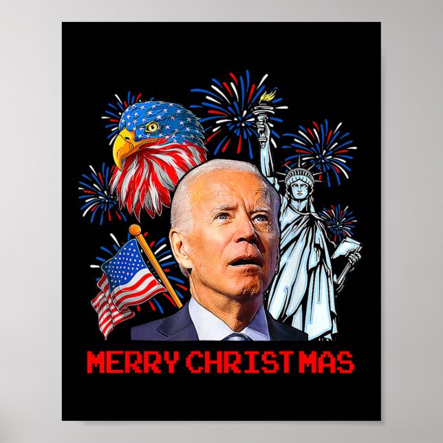 Póster Biden Confuso Patriótico Feliz Navidad Por 4O (Frente)