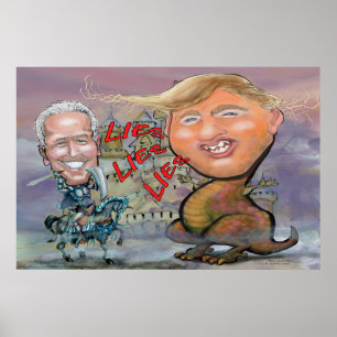 Póster Biden defendiendo la bestia de las mentiras