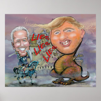 Póster Biden defendiendo la bestia de las mentiras
