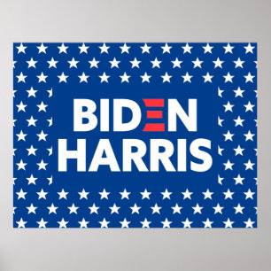 Póster Biden / Harris White Stars Pattern Blue