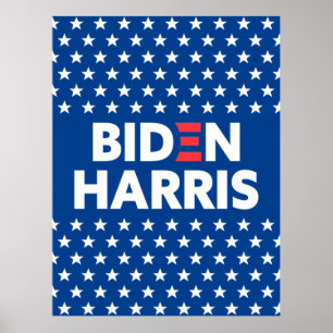 Póster Biden / Harris White Stars Pattern Blue