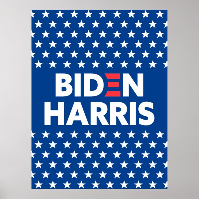 Póster Biden / Harris White Stars Pattern Blue (Frente)
