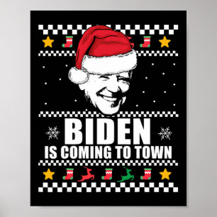 Póster Biden Viene A La Ciudad Fea Navidades Sweater Mem
