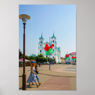 Póster Bielorrusia Grodno Cityscape City Architecture
