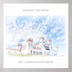 Póster Bielorrusia Kosava Castle Architecture Nature Post