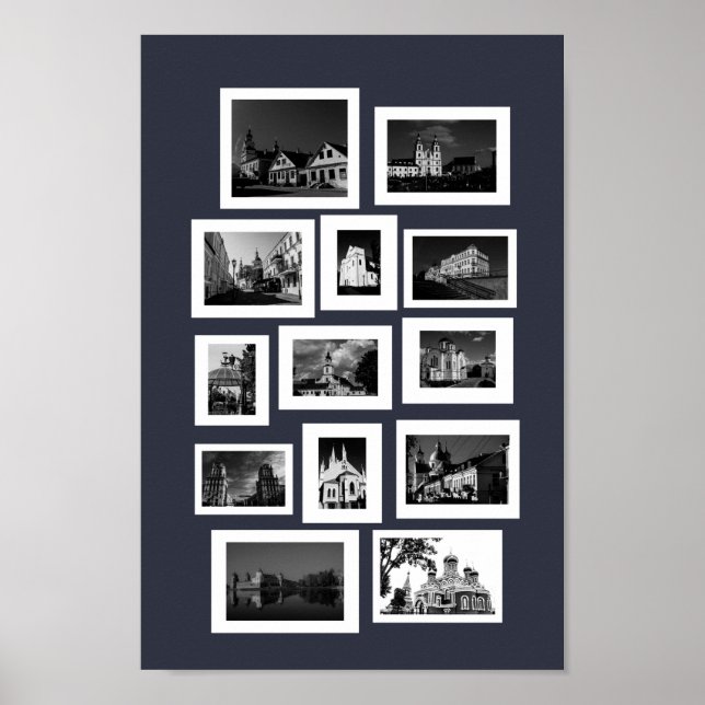 Póster Bielorrusia Minsk Grodno Vitebsk Brest Arquitectur (Frente)