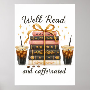 Póster Bien leído y cafeinado regalo de BookTok para el a