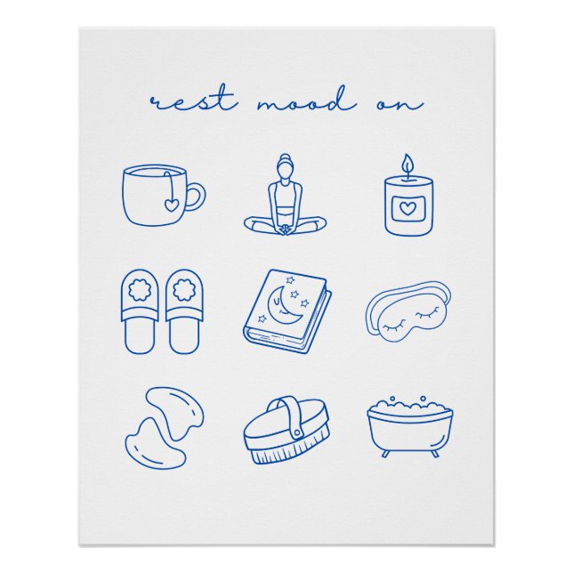 Póster Bienestar Cuidado Autocuidado Calm Vibes Iconos (Anverso)
