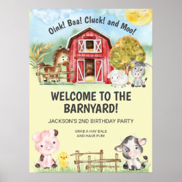 Póster Bienvenida a 2º cumpleaños de la granja Animal Bar