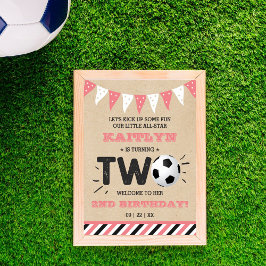 Póster Bienvenida a 2º cumpleaños de la pelota de fútbol 