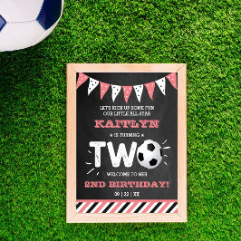 Póster Bienvenida a 2º cumpleaños de la pelota de fútbol 