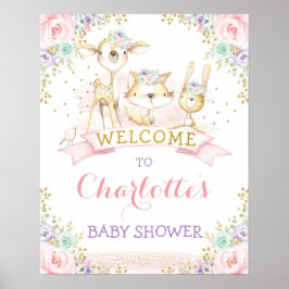 Póster Bienvenida a animales de bosque Púrpura Púrpura Fe