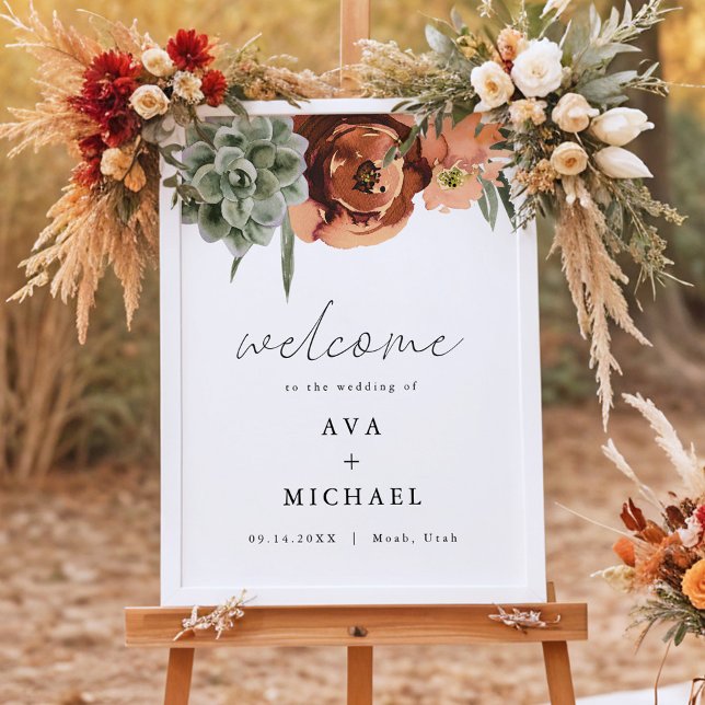 Póster Bienvenida a AVA Boho Terracotta y Boda Suculento (Subido por el creador)