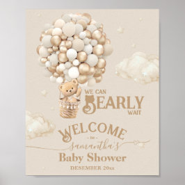Póster Bienvenida a Baby Shower Bear Bear Bearly Wait