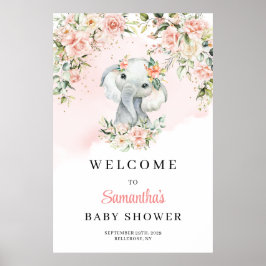 Póster Bienvenida a Baby Shower, Chica de bebederos de el